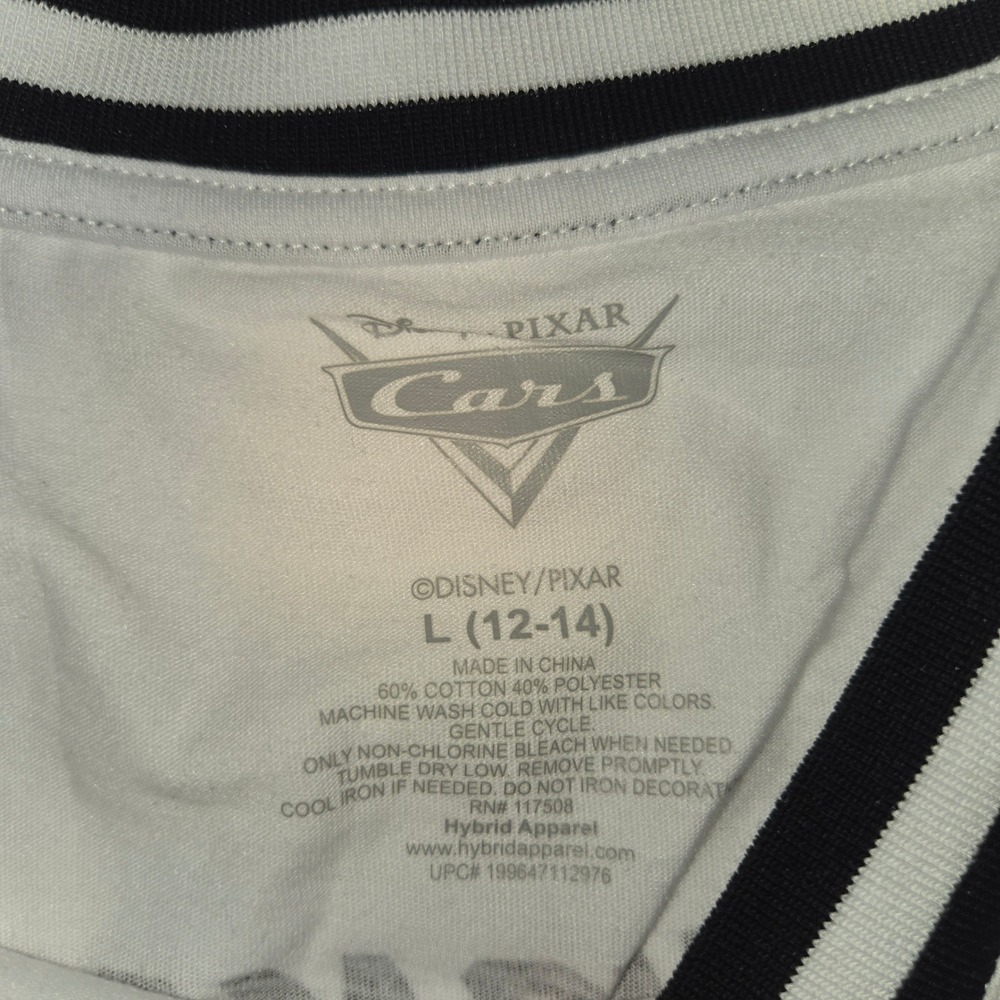 Disney Pixar Cars Lightning McQueen Racing Raglan T-Shirt White Black Womens L - Picture 3 of 5